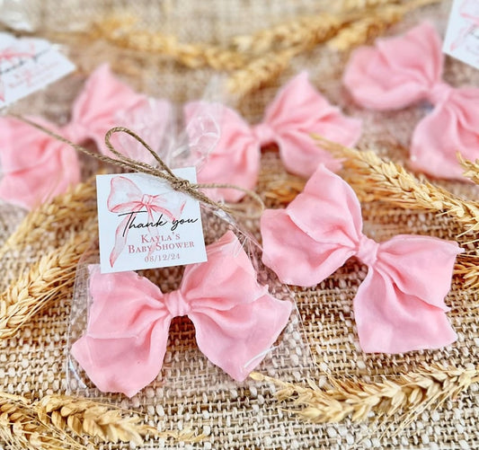 Pink Bow Shaped Soap Favors - Handmade Party Favors, Baby Shower Gifts, Bridal Shower Keepsakes, Elegant Guest Soaps